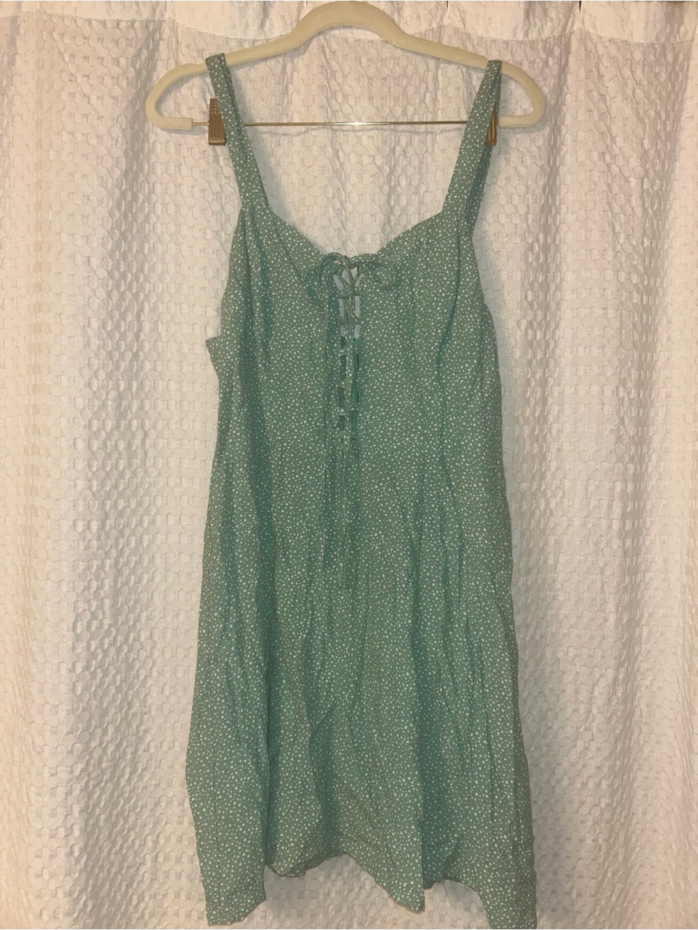 TOPSHOP Light Green Polka Dot Mini Dress - US 8